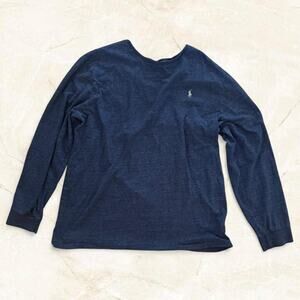 Ralph Lauren Navy Blue Long Sleeve T-Shit Red Pony Logo Size L/XL